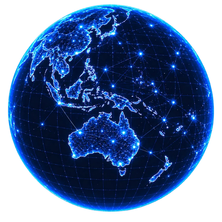 Digital globe focused on Europe, Africa and the Middle East